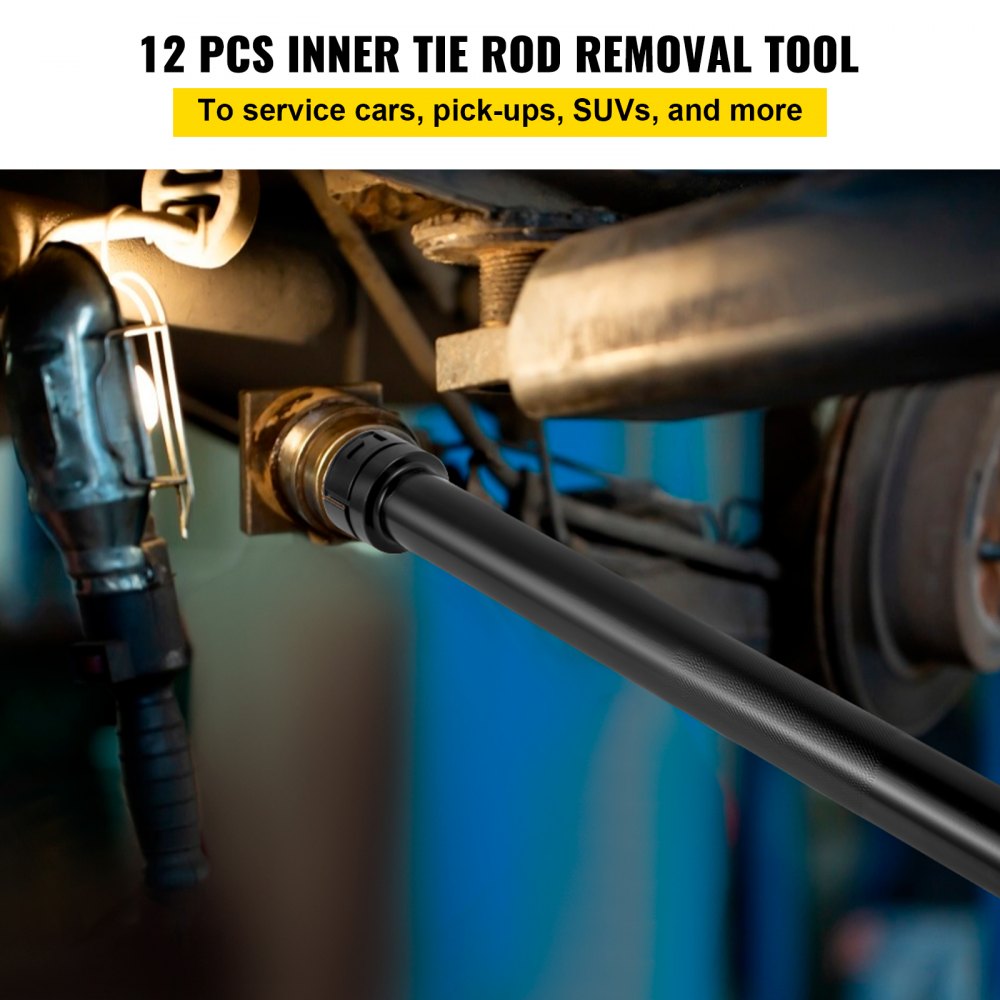 Inner Tie Rod Tool Kit, 13 Pcs Crowfoot Adapters Inner Tie Rod Tool Set, 13 Pcs Tie Rod Removal Tool, 1/2 Inch Drive Tube Tie Rods Tool, Heavy-Duty Steel Inner Tie Rod Removal Tool for Vehicle