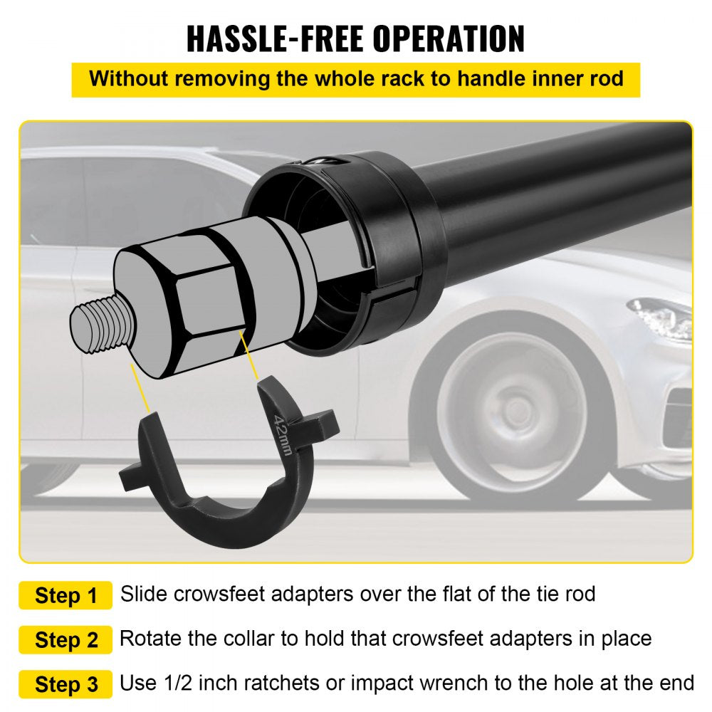 Inner Tie Rod Tool Kit, 13 Pcs Crowfoot Adapters Inner Tie Rod Tool Set, 13 Pcs Tie Rod Removal Tool, 1/2 Inch Drive Tube Tie Rods Tool, Heavy-Duty Steel Inner Tie Rod Removal Tool for Vehicle