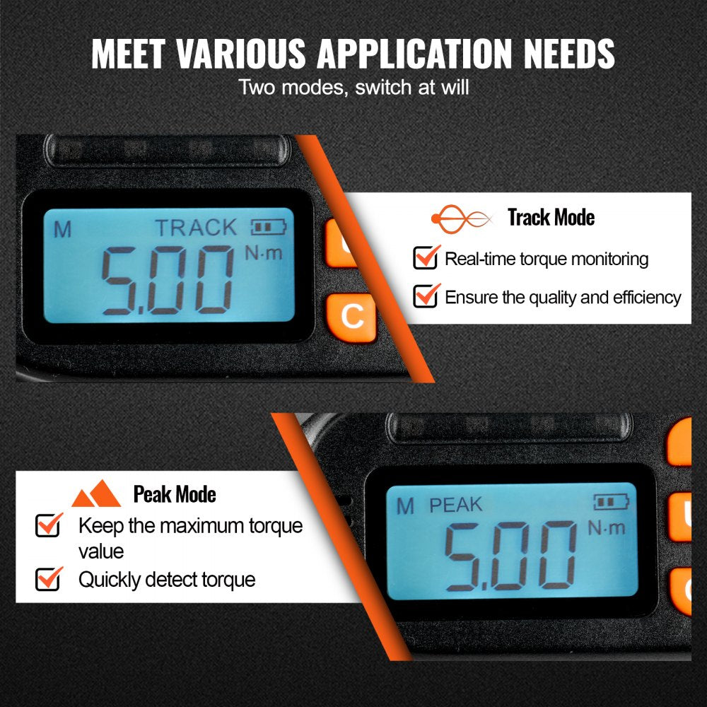 Digital torque screwdriver with LCD display, 1/4" drive, and 12 included bits.