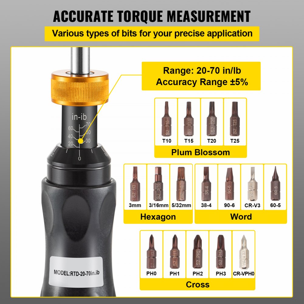 Bostome 1/4" drive torque screwdriver with adjustable torque range and durable design.