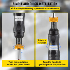 Adjustable torque screwdriver with a range of 20-70 in/lb and a durable rubber grip.