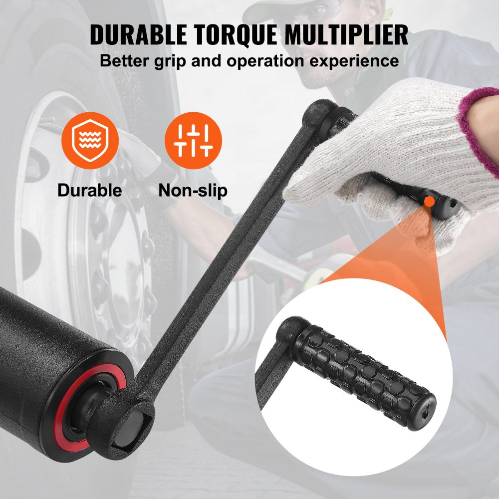 Torque Multiplier, 1 Inch Drive Lug Nut Wrench/Multiplier Heavy Duty Torque Multiplier Wrench Set, 1:64 6,800N.m Lug Nut Remover, Includes 8 Sockets (24-38mm) and Storage Case