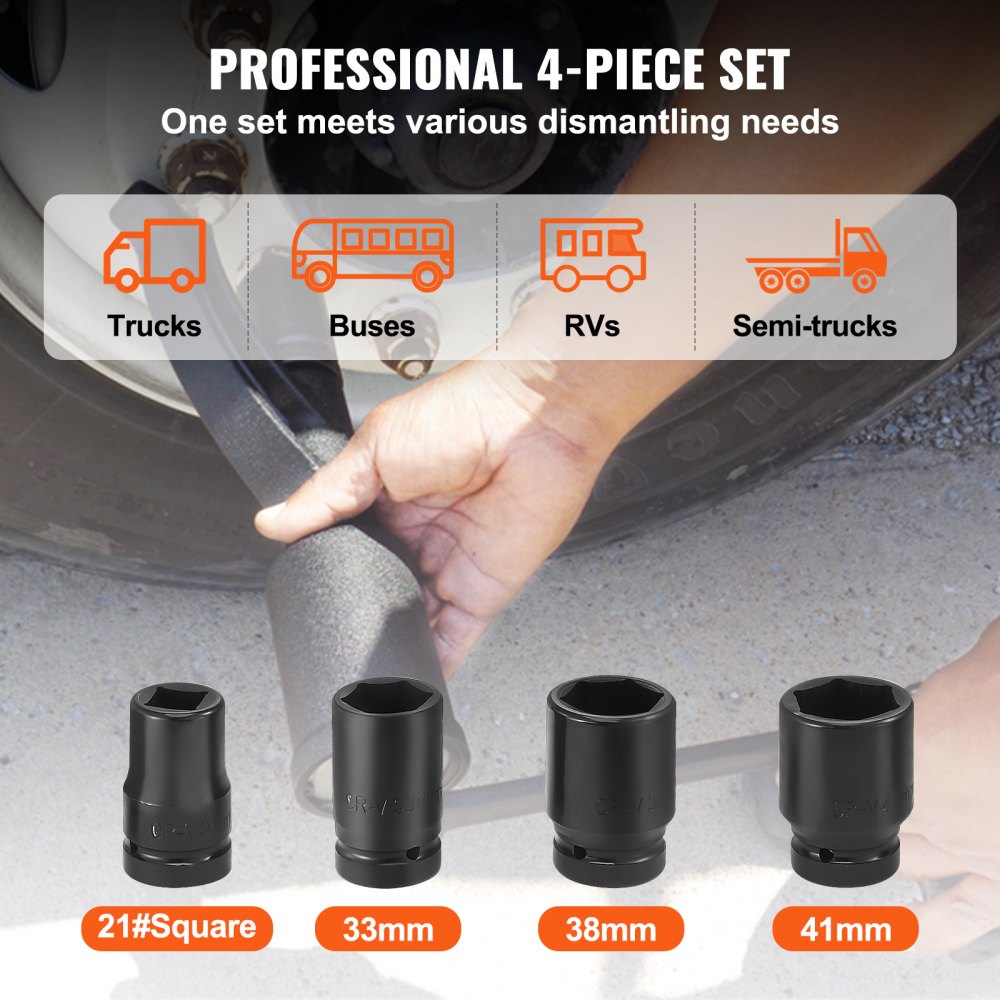 Bostome 1-inch drive torque multiplier wrench set in alloy steel, up to 6800Nm, with four sockets and case.