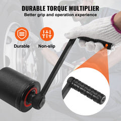 1-inch drive torque multiplier wrench set made of alloy steel, with 6800Nm capacity and four sockets in a storage case.