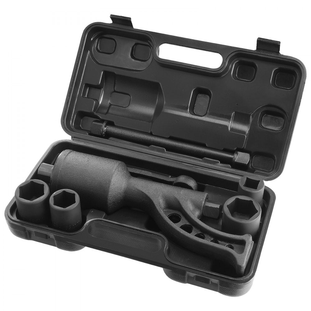 A 1-inch drive torque multiplier wrench set made of alloy steel, with 6800Nm capacity and four sockets in a storage case.