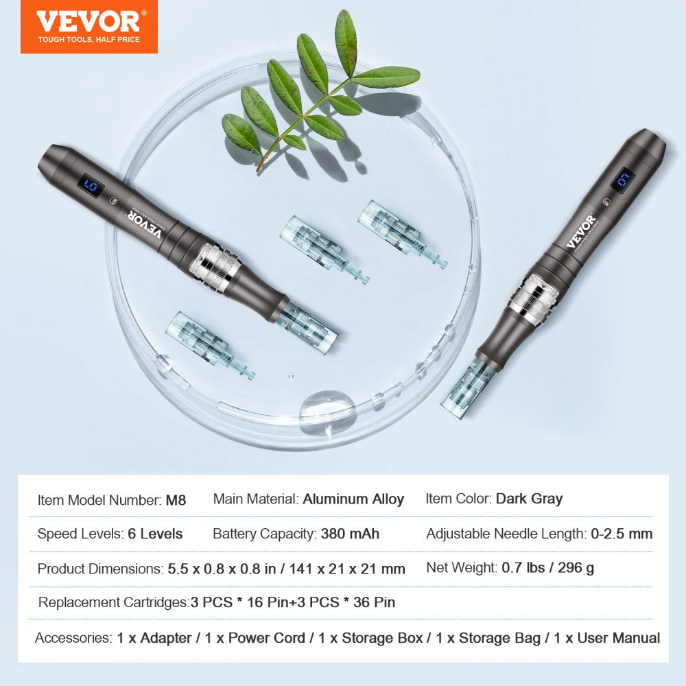 Professional Microneedling Pen 6-Speed Electric Beauty Pen with 6 Needles
