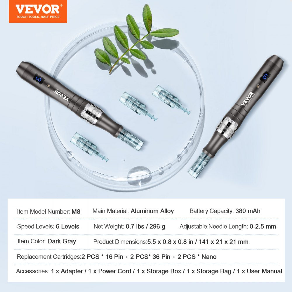 Professional Microneedling Pen Electric Beauty Pen with 6 Needles 6-Speed