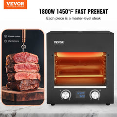 Electric Steak Grill 1800W Smokeless Infrared Broiler Stainless Steel Home