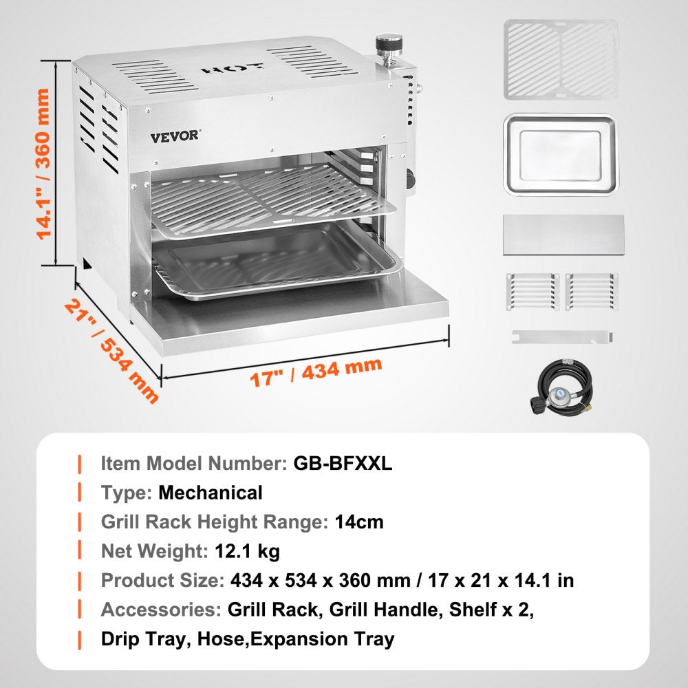 Propane Steak Grill 1500°F Portable Infrared Broiler for Outdoor Barbecue
