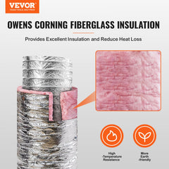 5-inch insulated flexible dryer vent duct with fiberglass insulation, 25 feet long.