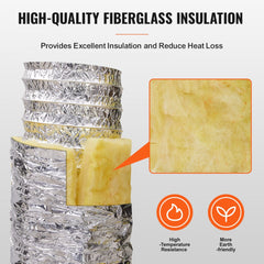 Dryer Vent Hose, 5`` Insulated Flexible Duct 25FT Long with 2 Duct Clamps, Heavy-Duty Three Layer Protection for HVAC Heating Cooling Ventilation and Exhaust, R-4.2 Flame Resistance Value