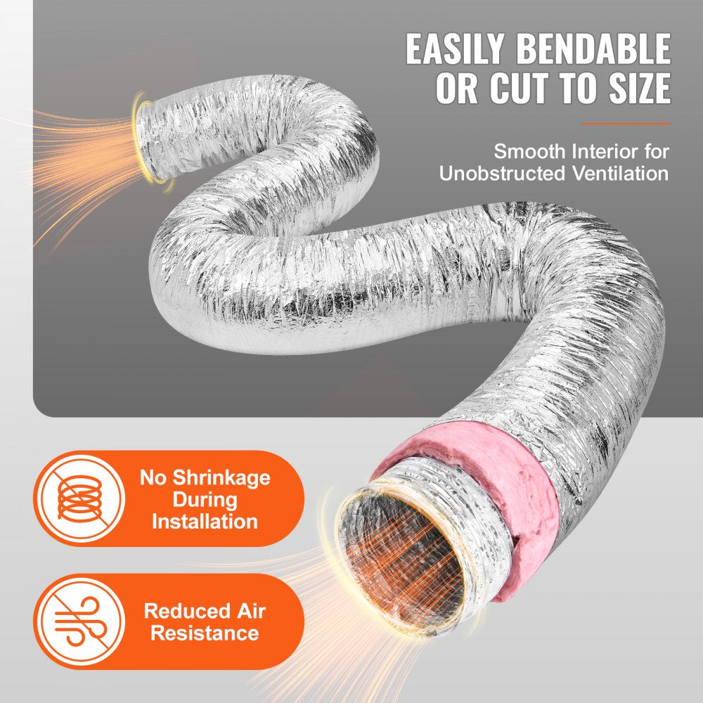 Bostome 8-inch insulated dryer vent hose, 25 feet long, with flexible aluminum and fiberglass construction.