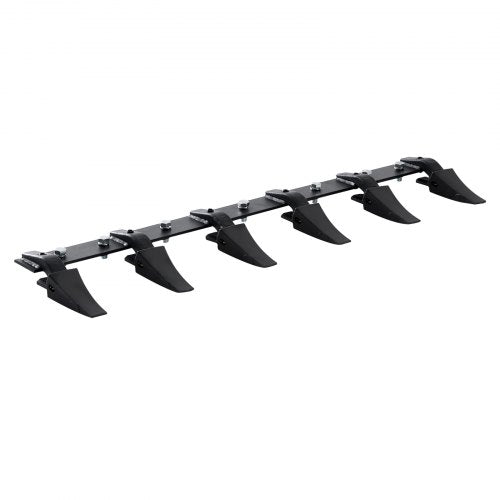 A black 48-inch heavy-duty bucket tooth bar with six teeth.