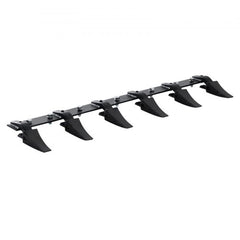 A black 48-inch heavy-duty bucket tooth bar with six teeth.