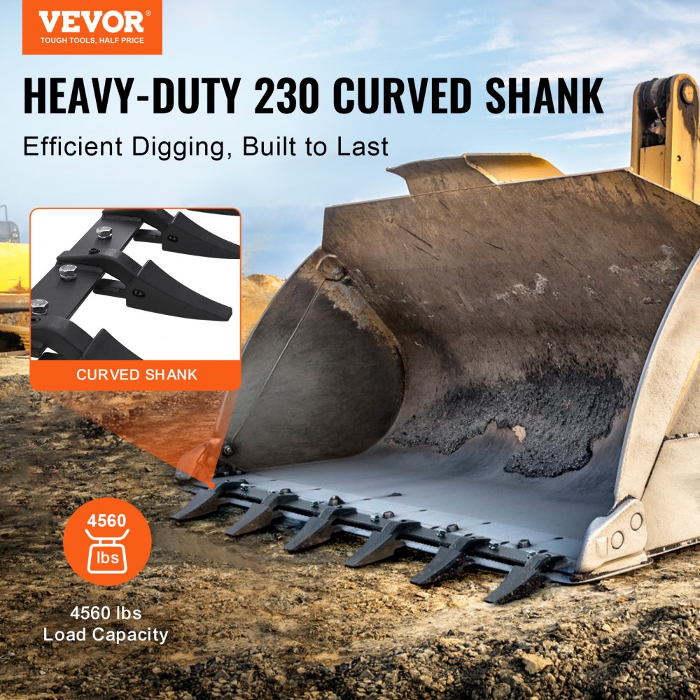 48-inch heavy-duty bucket tooth bar with 6 teeth and 4560 lbs load capacity.