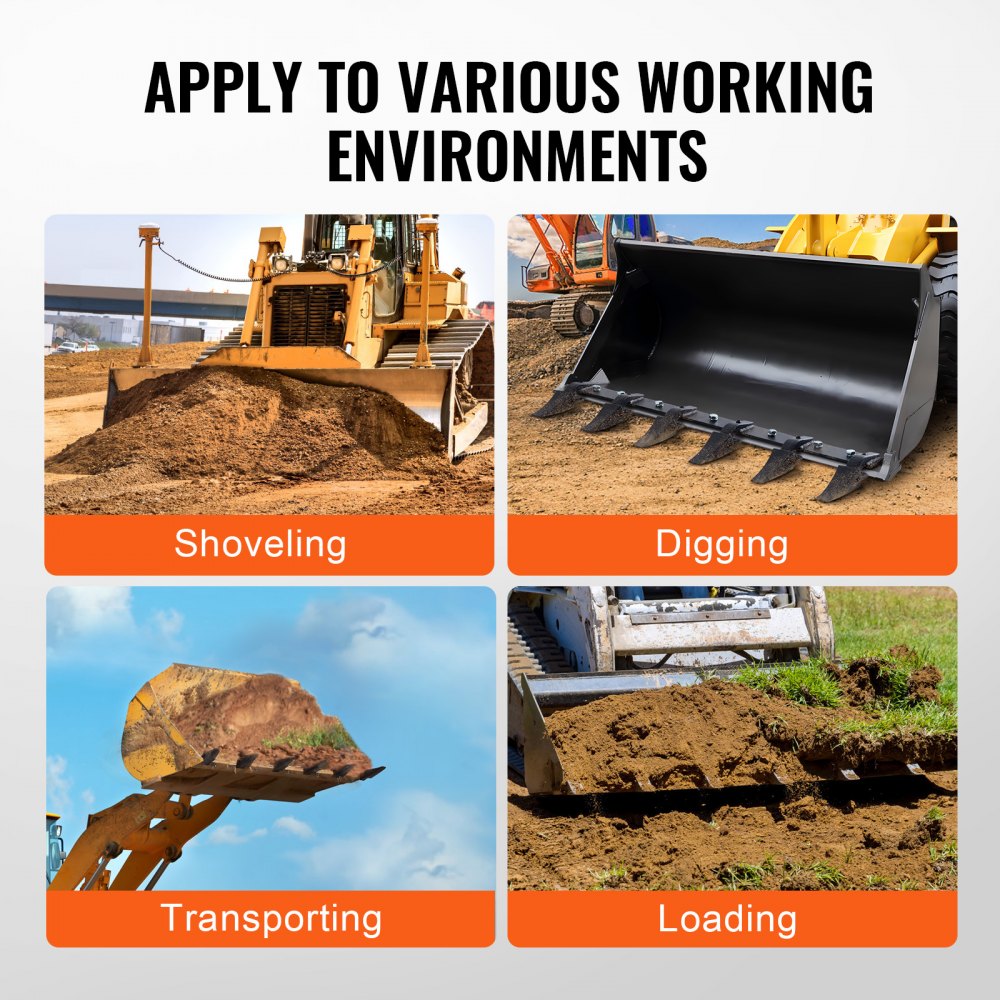 48-inch heavy-duty bucket tooth bar with 6 teeth for digging, shoveling, loading, and transporting in various environments.