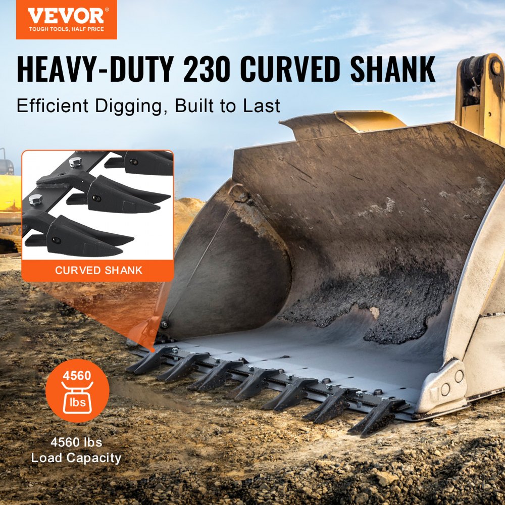 Bucket Tooth Bar, 53``, Heavy Duty Tractor Bucket Teeth Bar for Sub-Compact Tractor Loader, 4560 lbs Load-Bearing Capacity, Fits Bucket Cutting Edges Sized 1/2" or Less with No Drilling Required