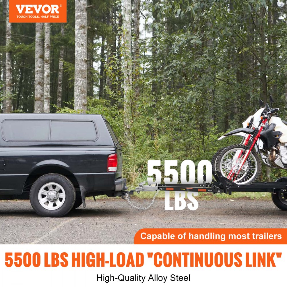 Tow Bar, 5500 lbs Towing Capacity with Chains, Powder-Coating Alloy Steel Bumper-Mounted Universal Towing Bar, Coupler Fits 2-Inch Ball Hitch, 39.4-Inch Opening Width, for RV Car Trailer Truck