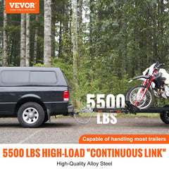 Tow Bar, 5500 lbs Towing Capacity with Chains, Powder-Coating Alloy Steel Bumper-Mounted Universal Towing Bar, Coupler Fits 2-Inch Ball Hitch, 39.4-Inch Opening Width, for RV Car Trailer Truck