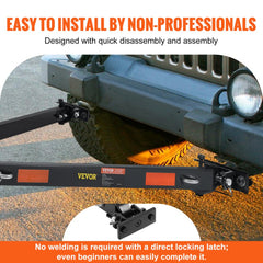 Tow Bar, 5500 lbs Towing Capacity with Chains, Powder-Coating Alloy Steel Bumper-Mounted Universal Towing Bar, Coupler Fits 2-Inch Ball Hitch, 39.4-Inch Opening Width, for RV Car Trailer Truck