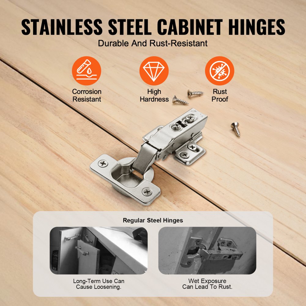 Cabinet Door Hinges 60 Packs Full Overlay Soft Close for Frameless Type