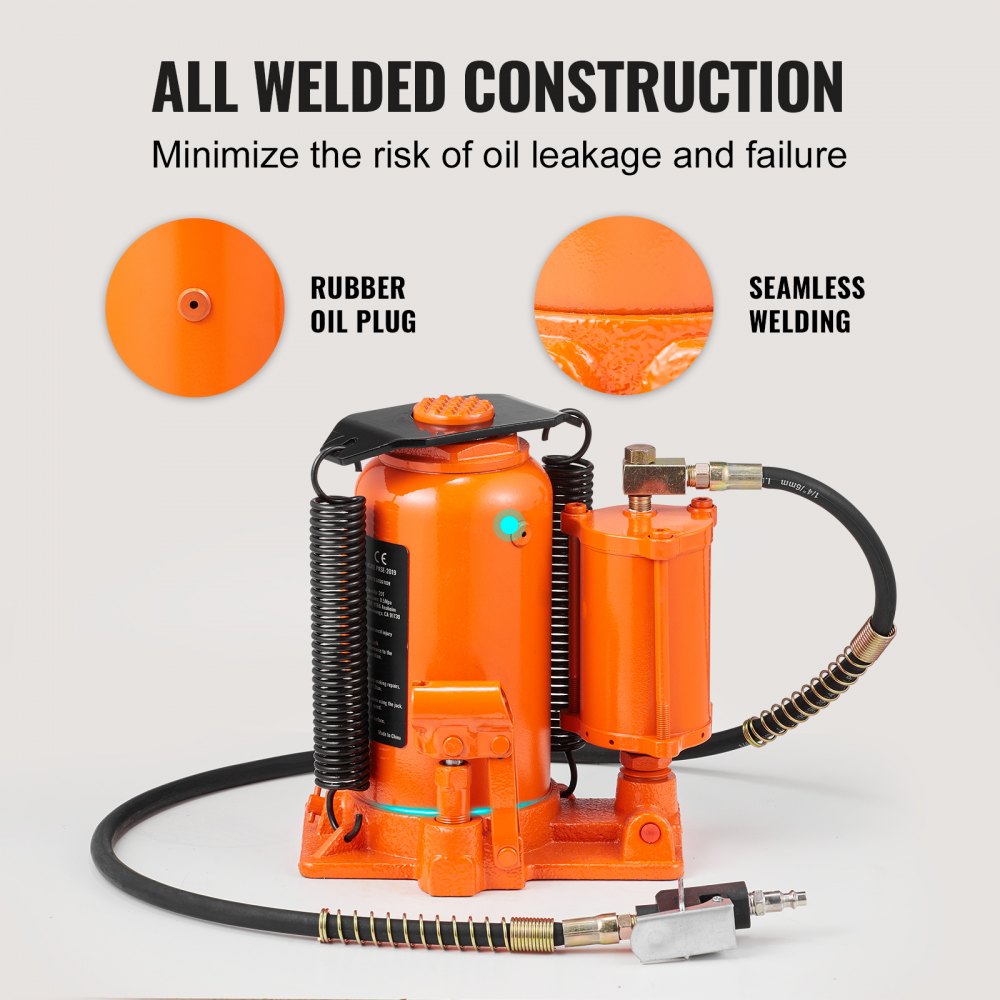 Air Hydraulic Bottle Jack, 20 Ton/40000 LBS All Welded Bottle Jack, 10.4-19.7 inch Lifting Range, Manual Handle and Air Pump, for Car, Pickup, Truck, RV, Auto Repair, Industrial Engineering