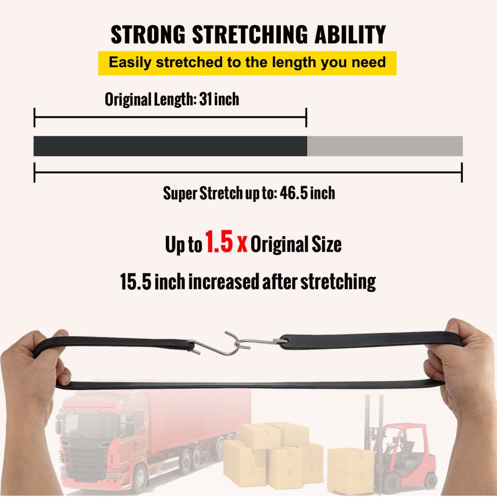 Rubber Bungee Cords, 53 Pack 31" Long, Weatherproof EPDM Rubber Tie Down Straps with Crimped S Hooks, Heavy Duty Outdoor Tarp Straps for Securing Flatbed Trailers, Canvases, Cargo, and More