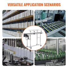Belt Conveyor, 47 x 7.8 inch Conveyor Table, Heavy Duty Stainless Steel Motorized Belt Conveyor for Inkjet Coding Applications Powered PVC Belt Anti-Static Adjustable Speed (Double Guardrail)