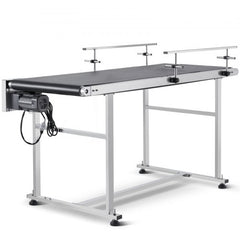 Belt Conveyor, 59 x 23.6 inch Conveyor Table, Heavy Duty Stainless Steel Motorized Belt Conveyor for Inkjet Coding Applications Powered PVC Belt Anti-Static Adjustable Speed (Double Guardrail)