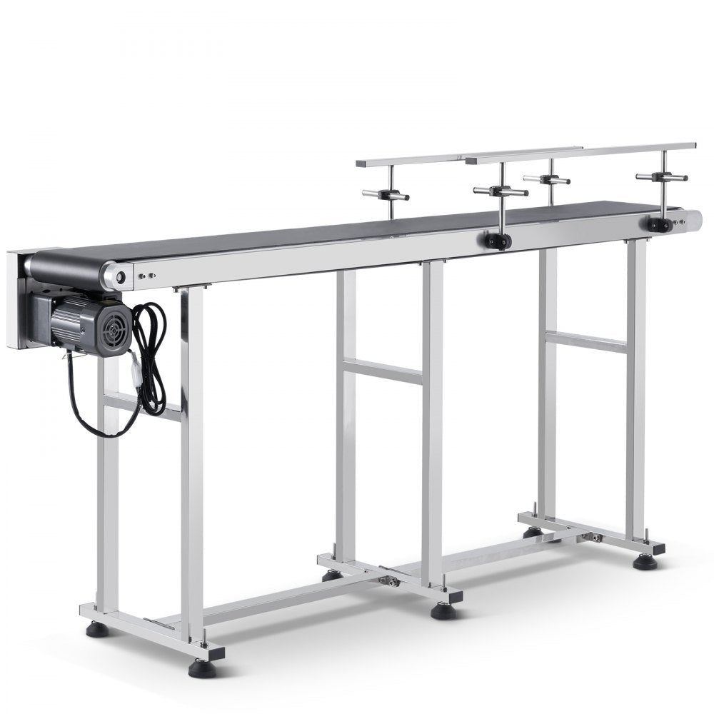 Belt Conveyor, 71 x 7.8 inch Conveyor Table, Heavy Duty Stainless Steel Motorized Belt Conveyor for Inkjet Coding Applications Powered PVC Belt Anti-Static Adjustable Speed (Double Guardrail)