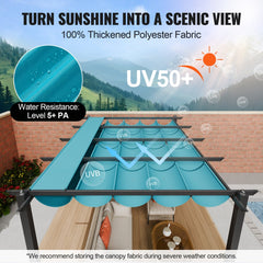 10`x13` Outdoor Retractable Pergola with Sun Shade Canopy Aluminum Bule