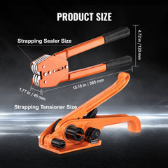 Banding Strapping Kit with Strapping Tensioner Tool, Banding Sealer Tool, 300 Metal Seals, 1000ft Length PET Band, Pallet Packaging Strapping Banding Kit Banding Packaging Strapping for Packing