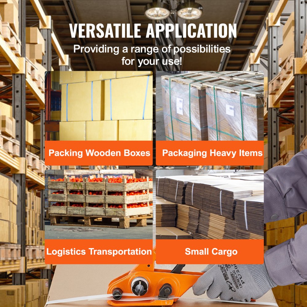 Banding Strapping Kit with Strapping Tensioner Tool, Banding Sealer Tool, 300 Metal Seals, 1000ft Length PET Band, Pallet Packaging Strapping Banding Kit Banding Packaging Strapping for Packing