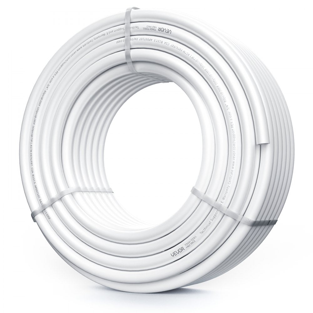 Flexible 3/4 inch PEX-A pipe, 100ft long, designed for hot and cold potable water lines.