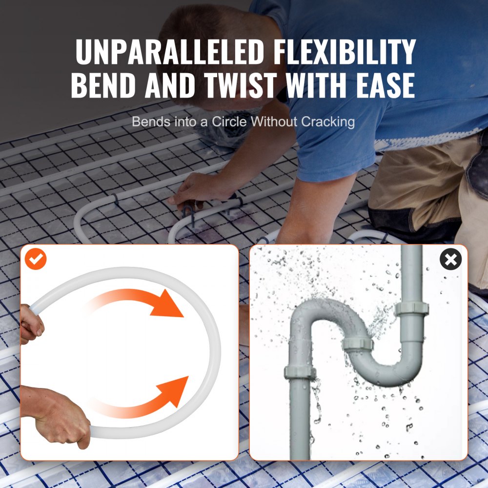 PEX Pipe 3/4 Inch, 500 Feet Length PEX-B Flexible Pipe Tubing for Potable Water, Pex Water Lines for Hot/Cold Water & Easily Restore, Plumbing Applications with Free Cutter & Clamps ,White
