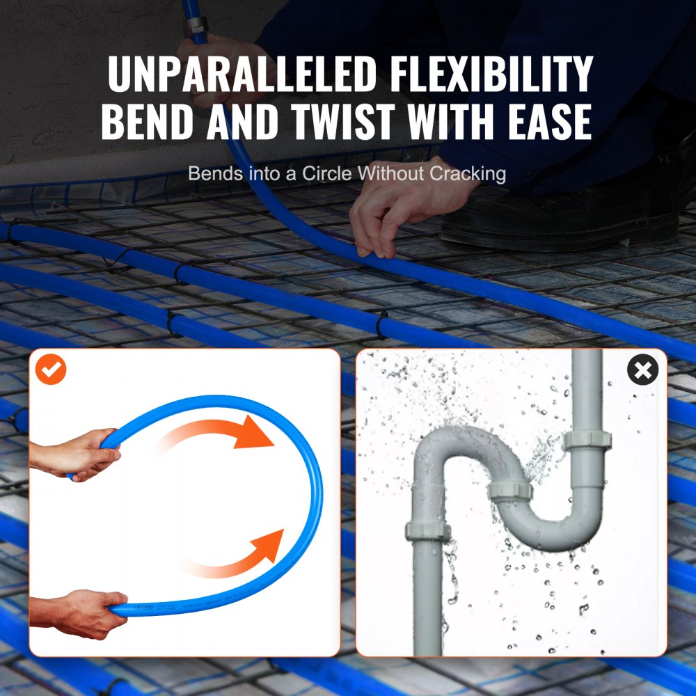 PEX Pipe 1/2 Inch, 300 Feet Length PEX-B Flexible Pipe Tubing for Potable Water, Pex Water Lines for Hot/Cold Water & Easily Restore, Plumbing Applications with Free Cutter & Clamps ,Blue