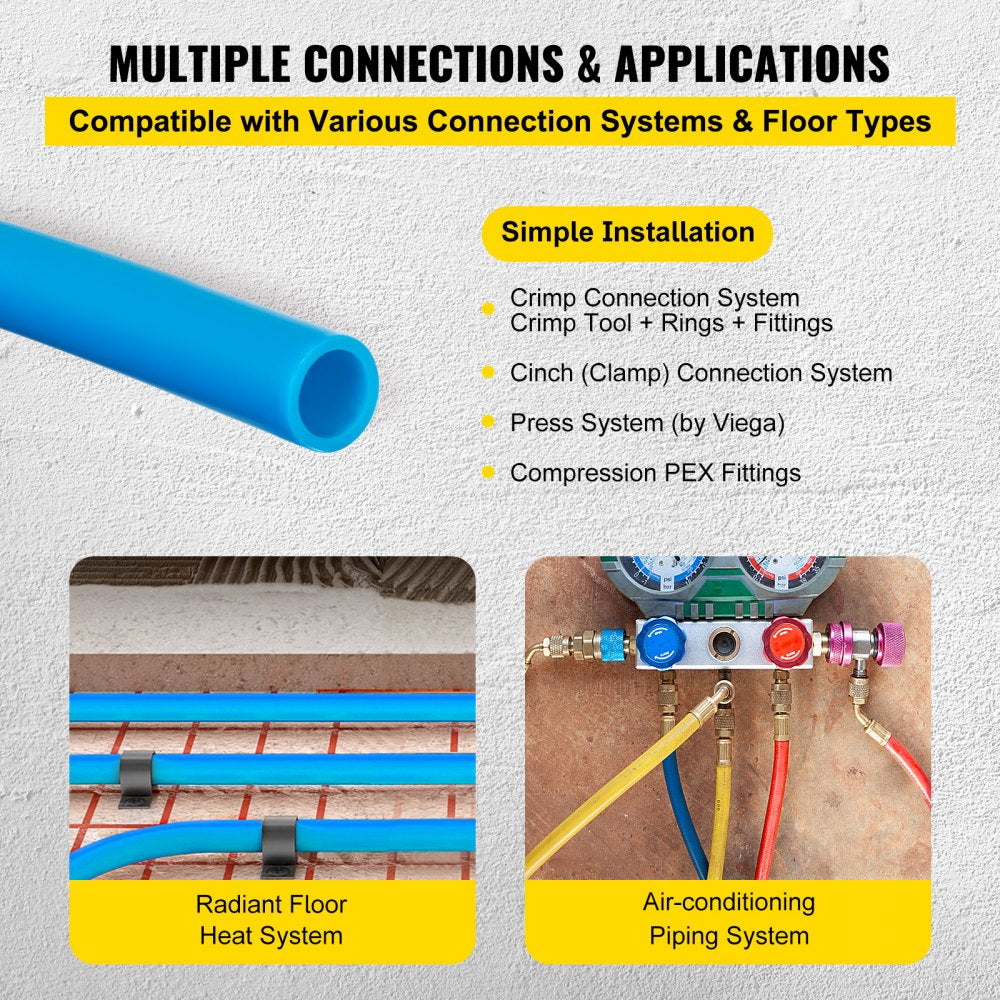 Bostome 1" PEX-B tubing, 300ft long, flexible, non-oxygen barrier for hot and cold water systems.