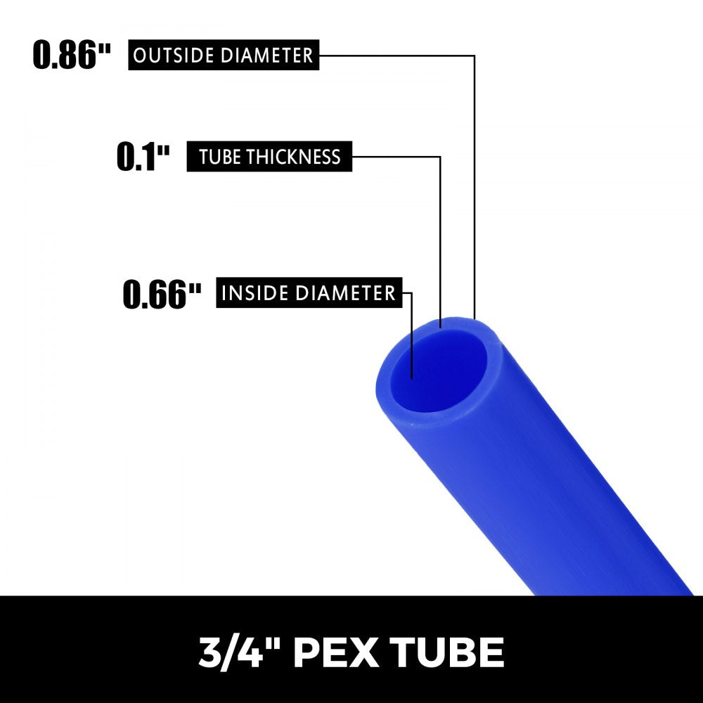 300ft coil of 3/4-inch blue non-barrier PEX tubing for hot and cold water plumbing.