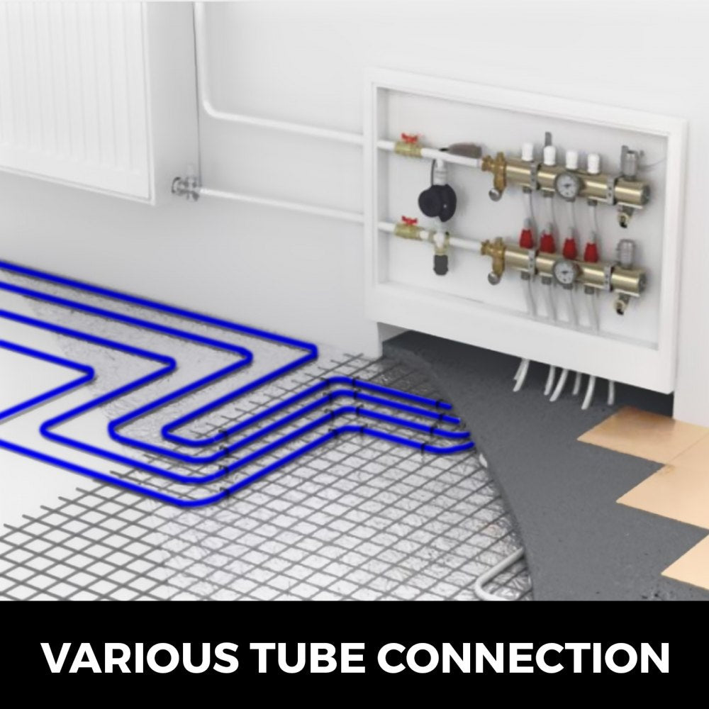 300ft coil of 3/4-inch blue non-barrier PEX tubing for plumbing.