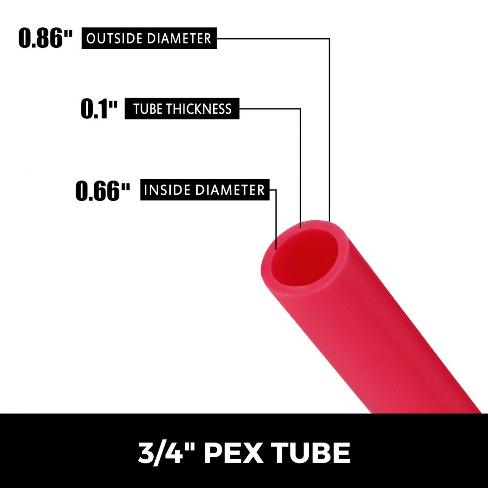 3/4" X 300Ft PEX Tubing Oxygen Barrier O2 EVOH Pex-B Red Hydronic Radiant Floor Heat Heating System Pex Pipe Pex Tube (3/4" O2-Barrier, 300Ft/Red)