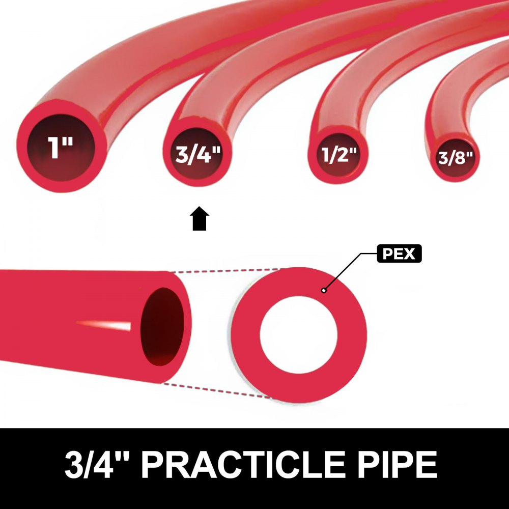 3/4" X 300Ft PEX Tubing Oxygen Barrier O2 EVOH Pex-B Red Hydronic Radiant Floor Heat Heating System Pex Pipe Pex Tube (3/4" O2-Barrier, 300Ft/Red)
