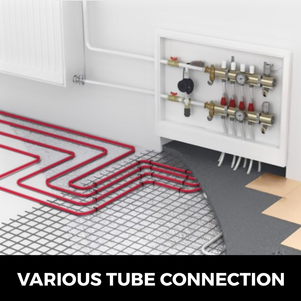 Bostome 1/2" oxygen barrier PEX tubing in a 900ft coil for radiant floor heating systems.