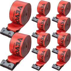 Winch Straps, 4" x 30`, 6000 lbs Load Capacity, 18000 lbs Breaking Strength, Truck Straps with Flat Hook, Flatbed Tie Downs Cargo Control for Trailers, Farms, Rescues, Tree Saver, Red (10 Pack)