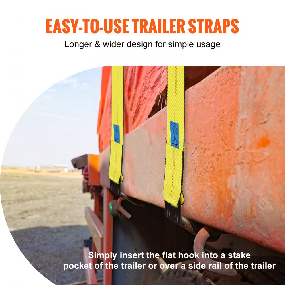 Winch Straps, 4" x 40`, 6000 lbs Load Capacity, 18000 lbs Break Strength, Truck Straps with Flat Hook, Flatbed Tie Downs Cargo Control for Trailers, Farms, Rescues, Tree Saver, Yellow (10 Pack)