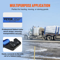 Winch Straps, 4" x 30`, 6000 lbs Load Capacity, 18000 lbs Breaking Strength, Truck Straps with Flat Hook, Flatbed Tie Downs Cargo Control for Trailers, Farms, Rescues, Tree Saver, Blue (10 Pack)