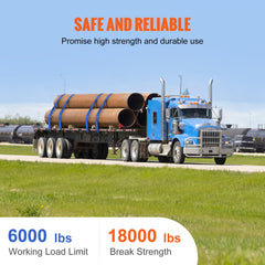 Winch Straps, 4" x 30`, 6000 lbs Load Capacity, 18000 lbs Breaking Strength, Truck Straps with Flat Hook, Flatbed Tie Downs Cargo Control for Trailers, Farms, Rescues, Tree Saver, Blue (10 Pack)