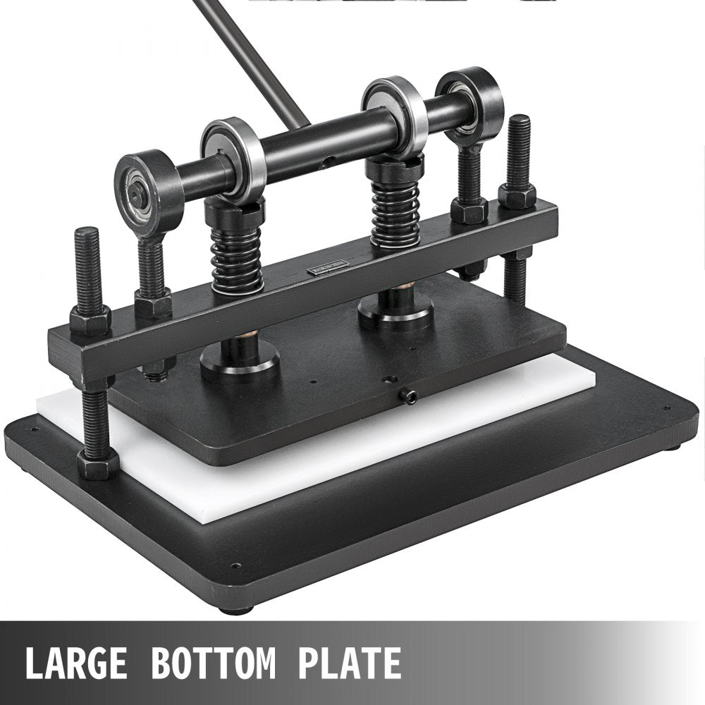 Manual leather cutting machine with a 360x260mm platen for precise die cutting.