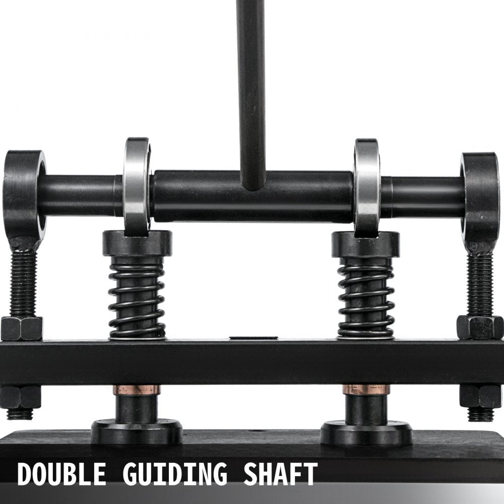 Manual leather cutting machine with a 360x260mm platen and durable steel construction.