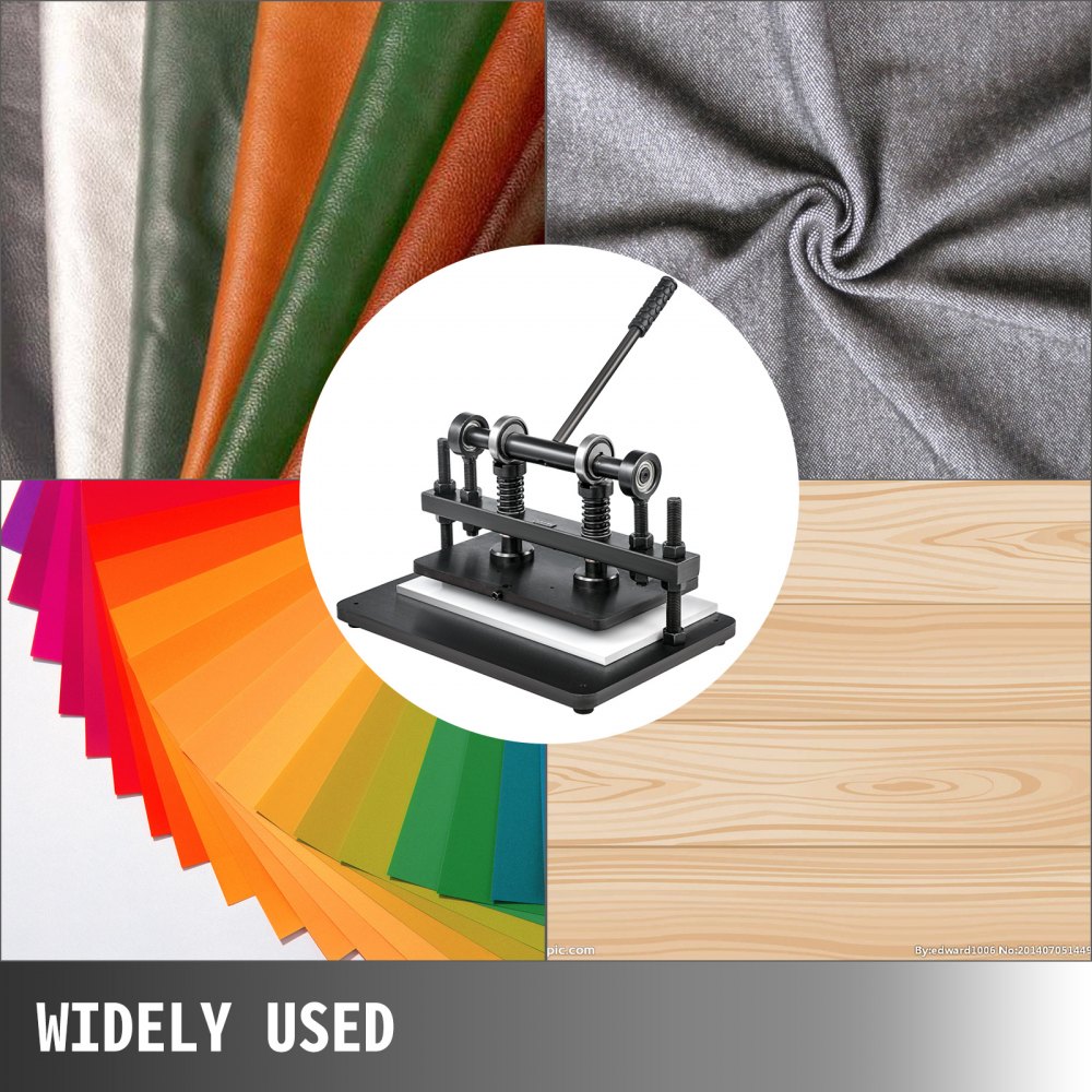 Manual leather cutting machine with a 360x260mm platen for precise crafting cuts.