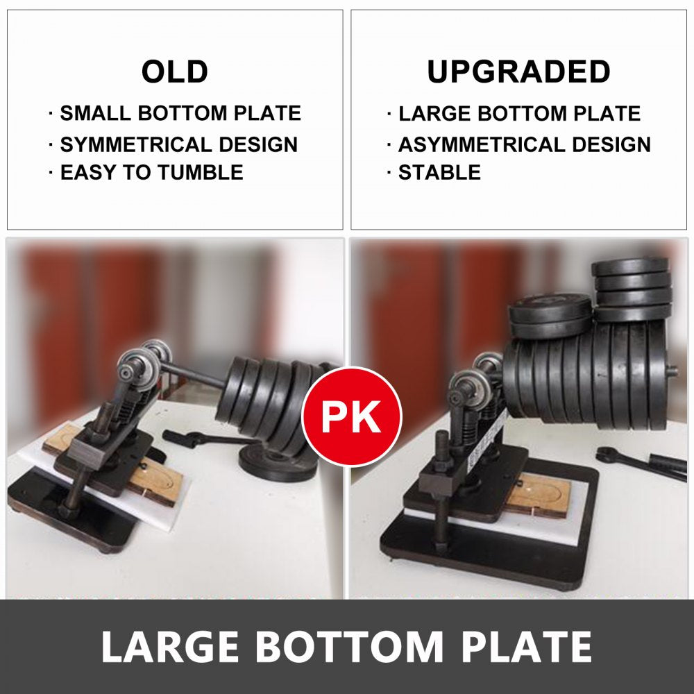 Manual leather cutting machine with a 260x150mm platen and 1.5-ton pressure capacity.